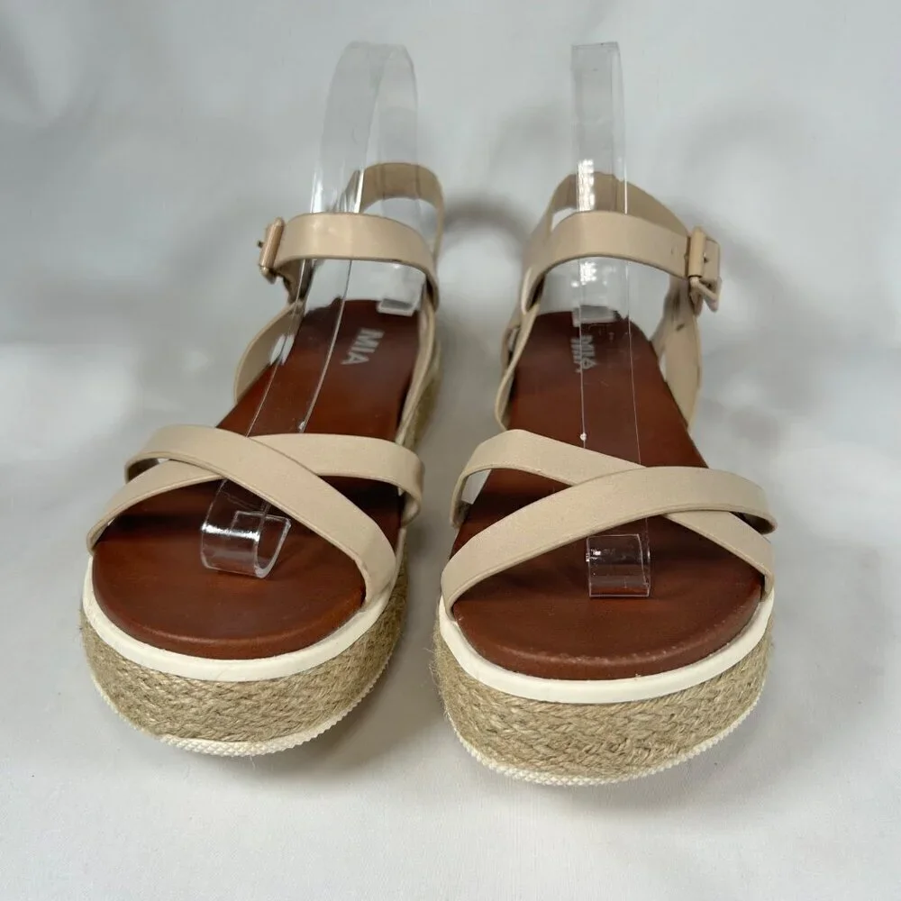 MIA Beige Platform Espadrille Sandals